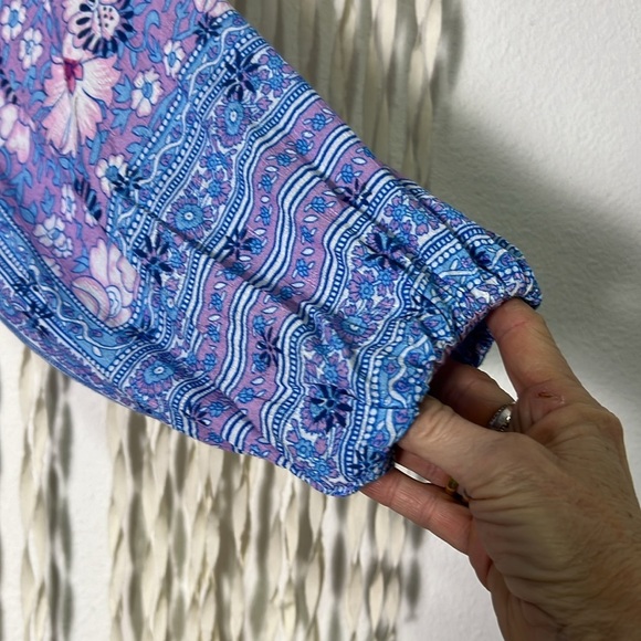 Jen's Pirate Booty NWOT Blue and Purple Hyacinth Wide Leg Jumpsuit - Picture 4 of 13